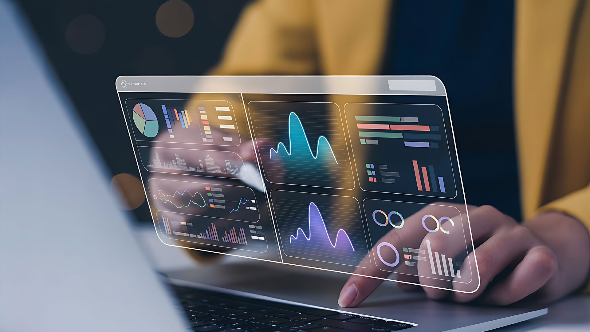 Marketing specialist analyzing data and performance on a laptop