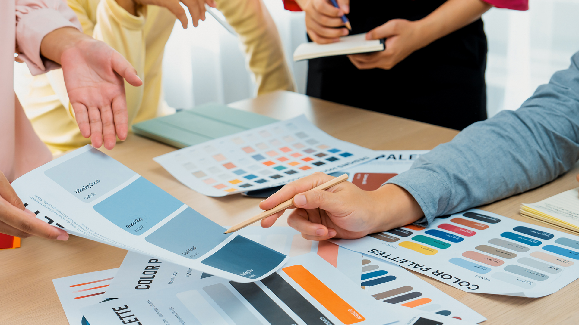 Team working on a brand's visual identity